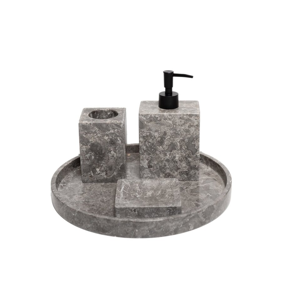 Accessoires set Loutro Sabii Bestaande Uit Tandenborstelhouder, Zeephouder, Zeeppompje en Zeepschaal Taupe