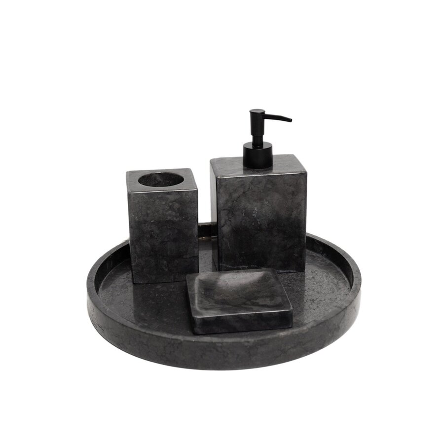 Accessoires set Loutro Sabii Bestaande Uit Tandenborstelhouder, Zeephouder, Zeeppompje en Zeepschaal Antraciet