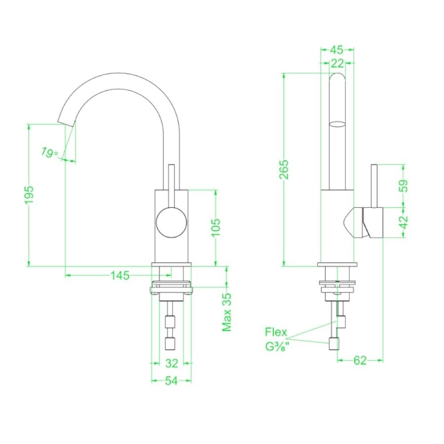 Wastafelkraan IVY Concord Draaibare Uitloop Coldstart Geborsteld RVS316