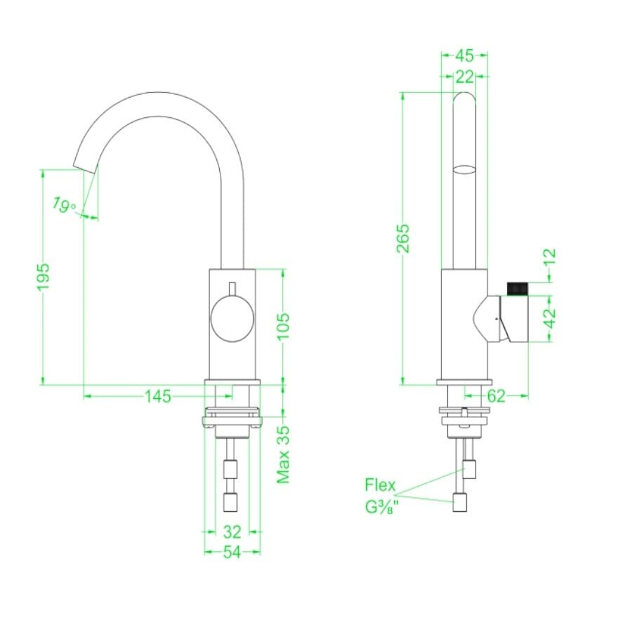 Wastafelkraan IVY Tribe Draaibare Uitloop Coldstart Geborsteld RVS316