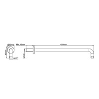 Douchearm Wiesbaden Caral Met Muurbevestiging 45 cm Geborsteld Staal