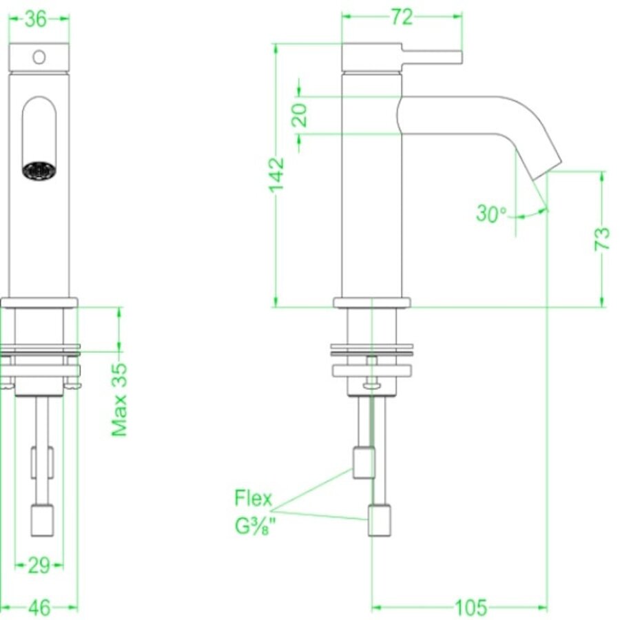 Wastafelkraan IVY Bond Model S Coldstart Geborsteld Nickel PVD