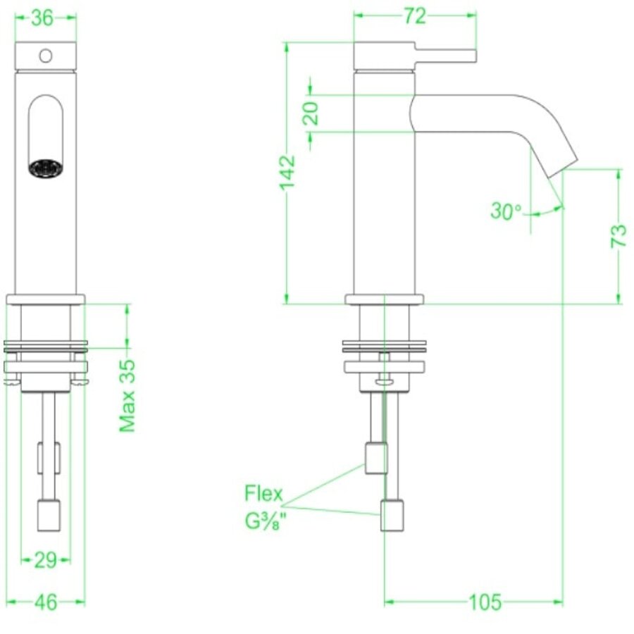 Wastafelkraan IVY Bond Model S Coldstart Geborsteld Metal Black PVD