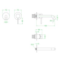 Inbouw Wastafelmengkraan IVY Concord 2-gats Coldstart RVS316 Geborsteld Mat Koper PVD