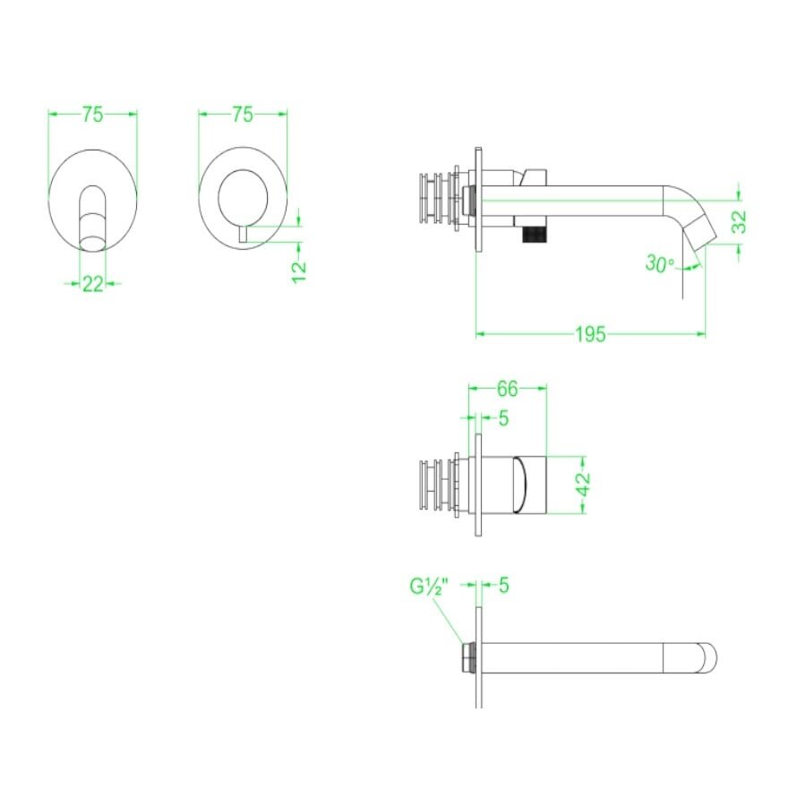 Inbouw Wastafelmengkraan IVY Tribe 2-gats Coldstart RVS316 Geborsteld Mat Koper PVD