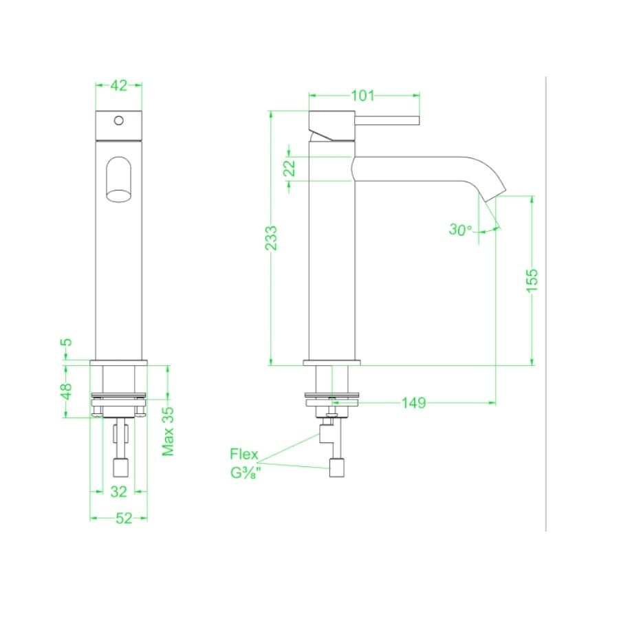 Wastafelkraan IVY Concord Model M Coldstart RVS316 Geborsteld Mat Koper PVD