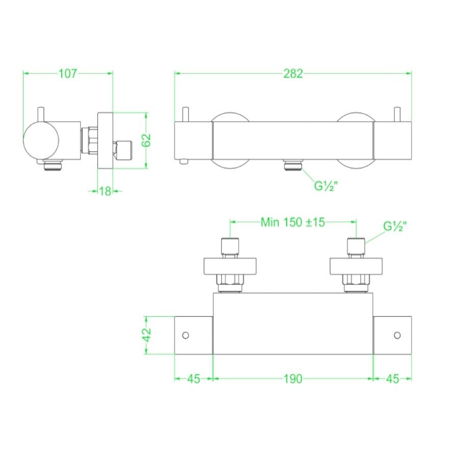 Douchethermostaatkraan IVY Bond Opbouw Cooltouch Geborsteld Mat Goud PVD