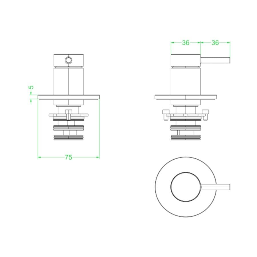 Afbouwdeel IVY Bond Inbouw douchemengkraan Met Ronde Rozet Geborsteld Nickel PVD