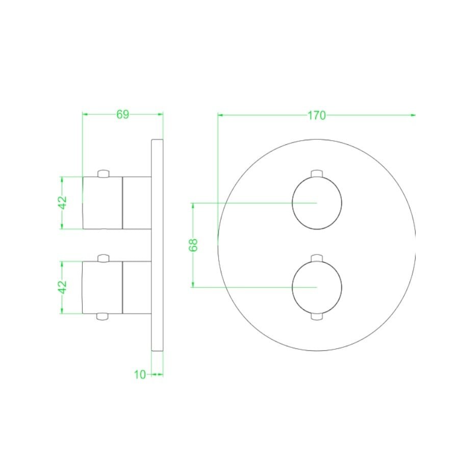 Afbouwdeel IVY Concord Inbouwthermostaat 2-Weg Met Rond Rozet Geborsteld RVS316