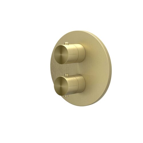 Afbouwdeel IVY Concord Inbouwthermostaat 2-weg Met Rond Rozet RVS316 Geborsteld Mat Goud PVD 