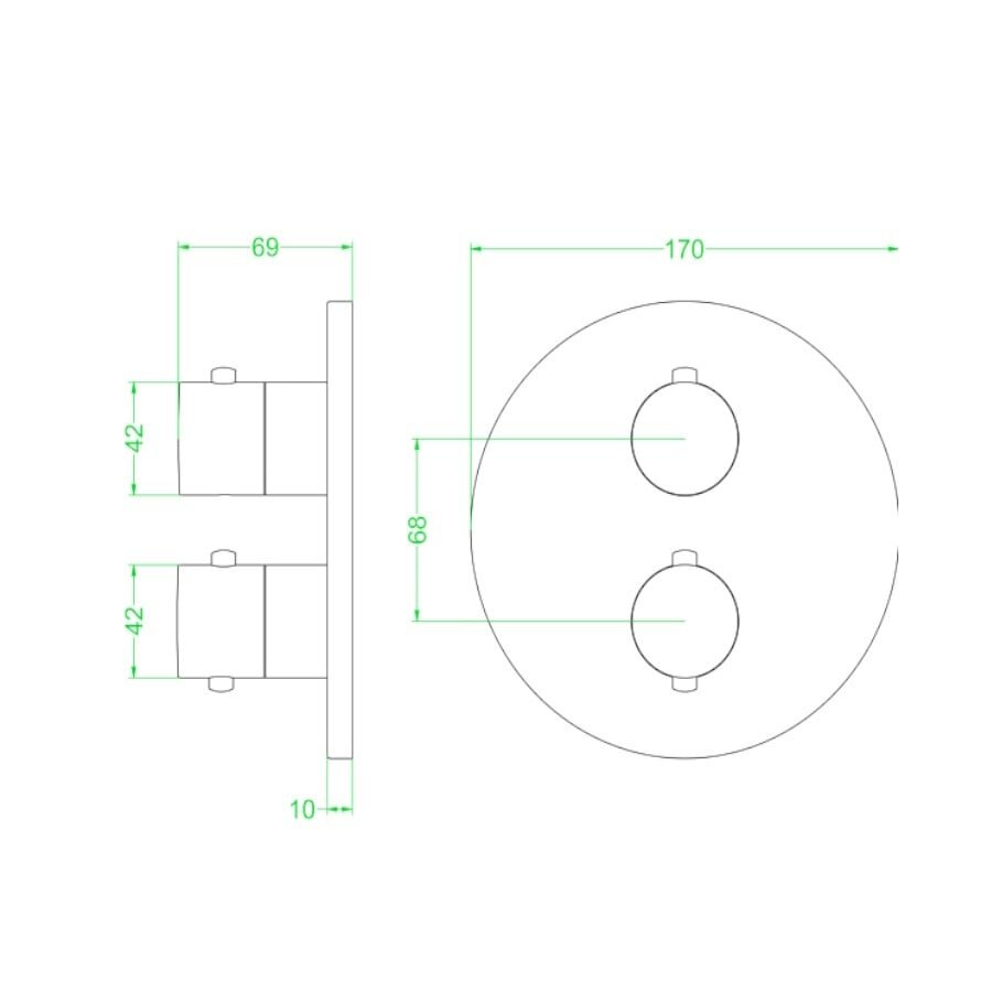 Afbouwdeel IVY Concord Inbouwthermostaat 2-weg Met Rond Rozet RVS316 Geborsteld Mat Koper PVD