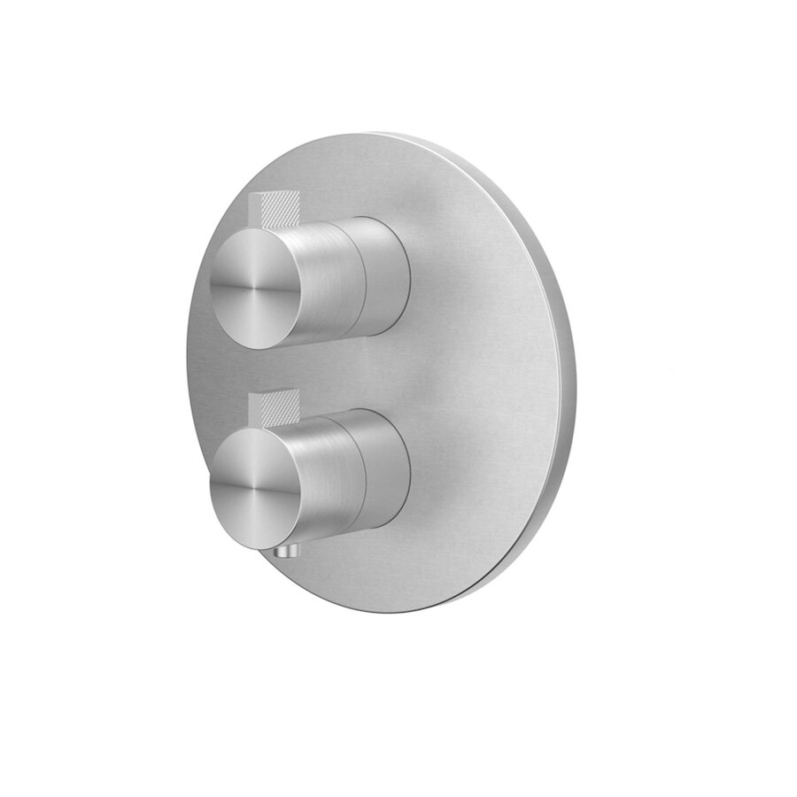 Afbouwdeel IVY Tribe Inbouwthermostaat 2-Weg Met Rond Rozet Geborsteld RVS316