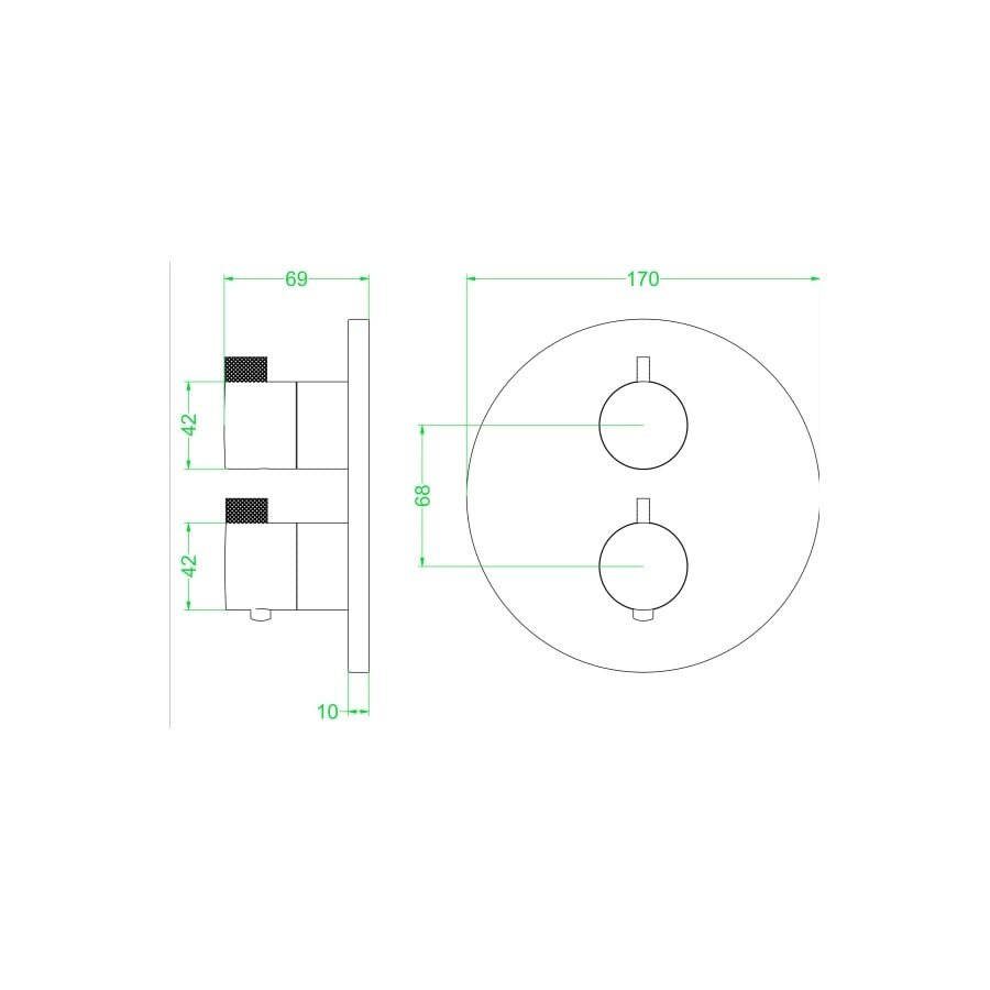 Afbouwdeel IVY Tribe Inbouwthermostaat 2-weg Met Rond Rozet Geborsteld RVS316 Carbon Black PVD