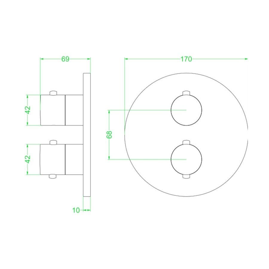 Afbouwdeel IVY Bond Inbouwthermostaat 2-weg Met Rond Rozet Geborsteld Metal Black PVD