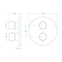 Afbouwdeel IVY Bond Inbouwthermostaat 3-weg Met Rond Rozet Mat Zwart PED