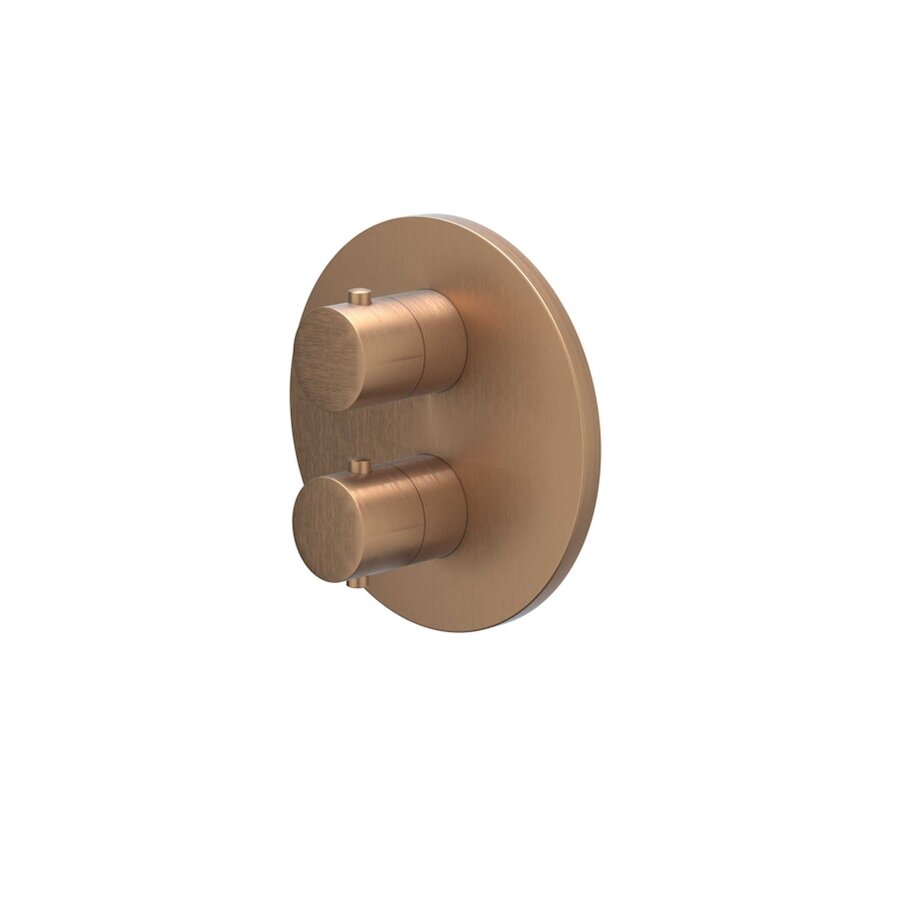 Afbouwdeel IVY Bond Inbouwthermostaat 3-weg Met Rond Rozet Geborsteld Mat Koper PVD