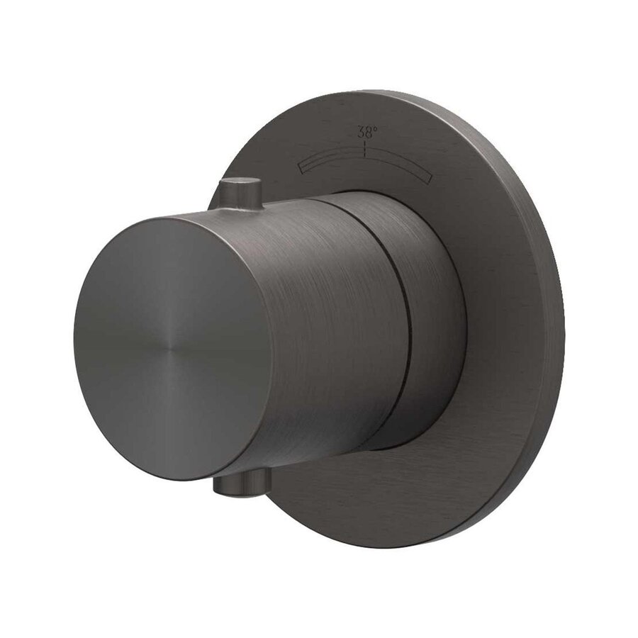 Afbouwdeel IVY Concord Doorstroom inbouwstopkraan Symmetry Met Rond Rozet RVS316 Geborsteld Carbon Black PVD