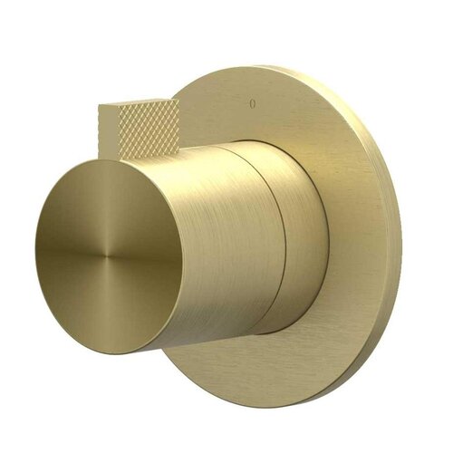 Afbouwdeel IVY Tribe Doorstroom inbouwstopkraan Symmetry Met Rond Rozet RVS316 Geborsteld Mat Goud PVD 