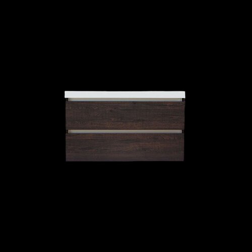 Onderkast Sanilux Trendline Met Greeplijst Aluminium 120x47x52 Cm Brown Oak 