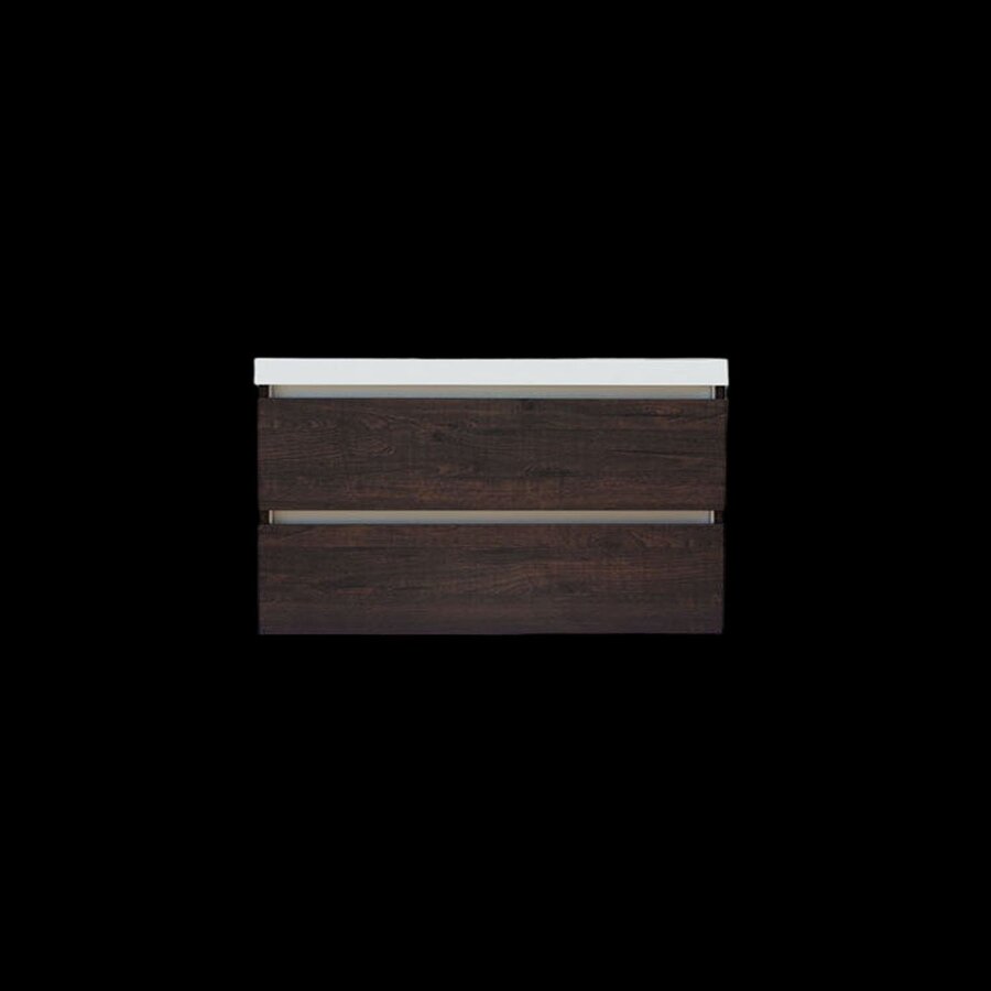Onderkast Sanilux Trendline Met Greeplijst Aluminium 120x47x52 Cm Brown Oak