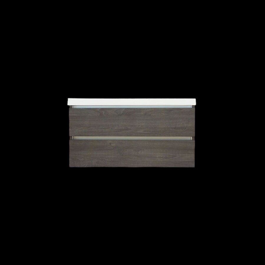 Onderkast Sanilux Trendline Met Greeplijst Aluminium 120x47x52 Cm Silver Oak