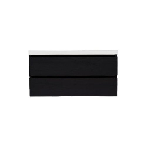 Onderkast Sanilux Trendline Met Greeplijst Mat Zwart 120x47x52 Cm Black Oak 
