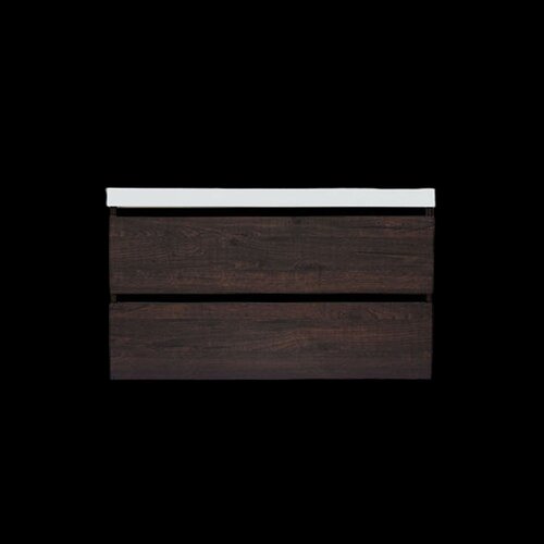 Onderkast Sanilux Trendline Met Greeplijst Mat Zwart 120x47x52 Cm Brown Oak 