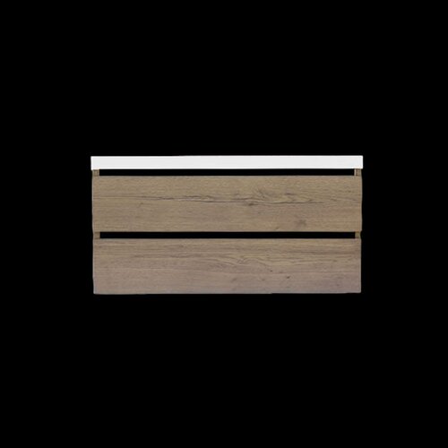 Onderkast Sanilux Trendline Met Greeplijst Mat Zwart 100x47x52 cm Tabak Oak 