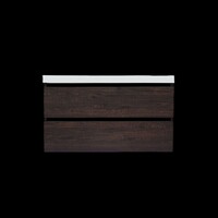 Onderkast Sanilux Trendline Met Greeplijst Mat Zwart 100x47x52 cm Brown Oak