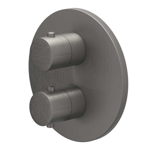 Afbouwdeel IVY Bond Inbouwthermostaat 1 Stopkraan Met Rond Rozet Geborsteld Metal Black PVD 