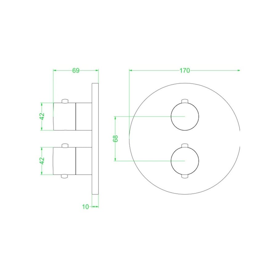 Afbouwdeel IVY Bond Inbouwthermostaat 1 Stopkraan Met Rond Rozet Geborsteld Metal Black PVD