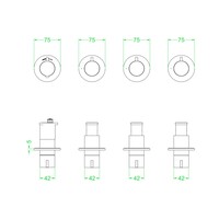 Afbouwdeel IVY Tribe Inbouwthermostaat 3 Stopkranen Symmetry Met Ronde Rozetten RVS316 Geborsteld Mat Goud PVD