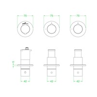 Afbouwdeel IVY Concord Inbouwthermostaat 2 Stopkranen Symmetry Met Ronde Rozetten Geborsteld RVS316