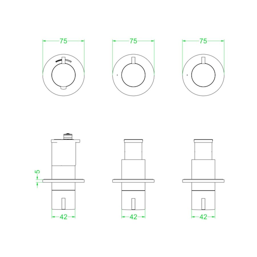Afbouwdeel IVY Tribe Inbouwthermostaat 2 Stopkranen Symmetry Met Ronde Rozetten Geborsteld RVS316