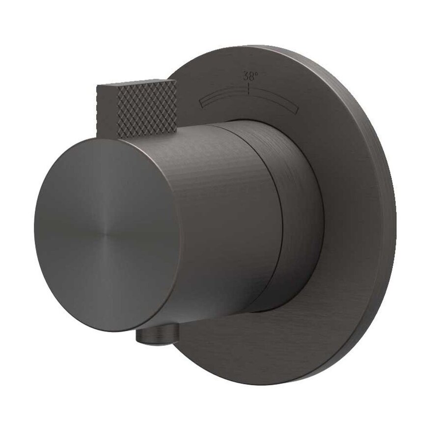 Afbouwdeel IVY Tribe Inbouwthermostaat Symmetry Met Rond Rozet RVS316 Geborsteld Carbon Black PVD