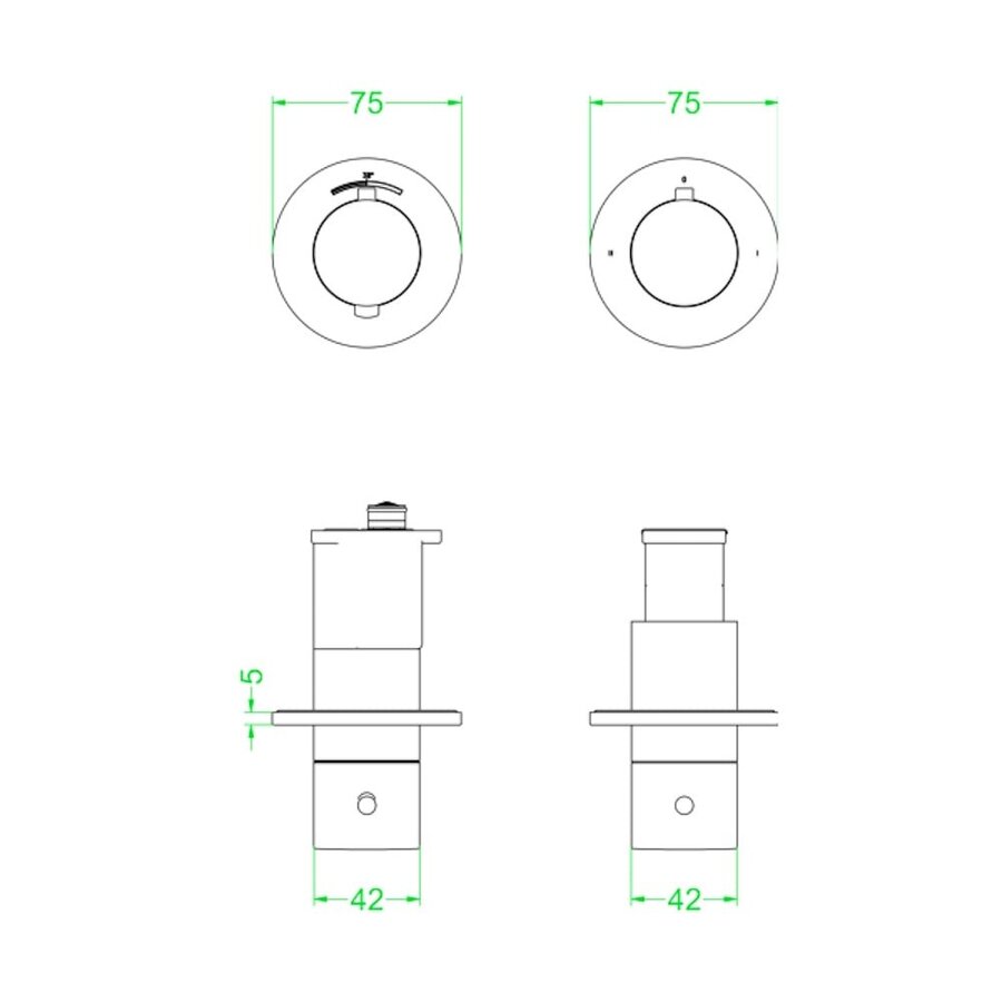 Afbouwdeel IVY Bond Inbouwthermostaat Symmetry 2-Weg Stop-Omstel Met Rond Rozet Chroom