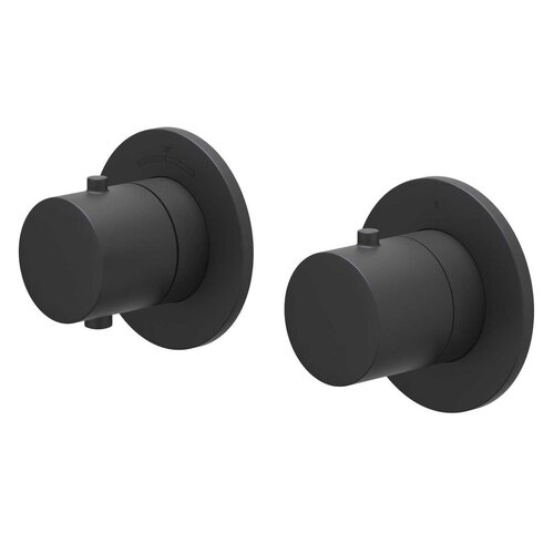 Afbouwdeel IVY Bond Inbouwthermostaat Symmetry 2-Weg Stop-Omstel Met Rond Rozet Mat Zwart PED 