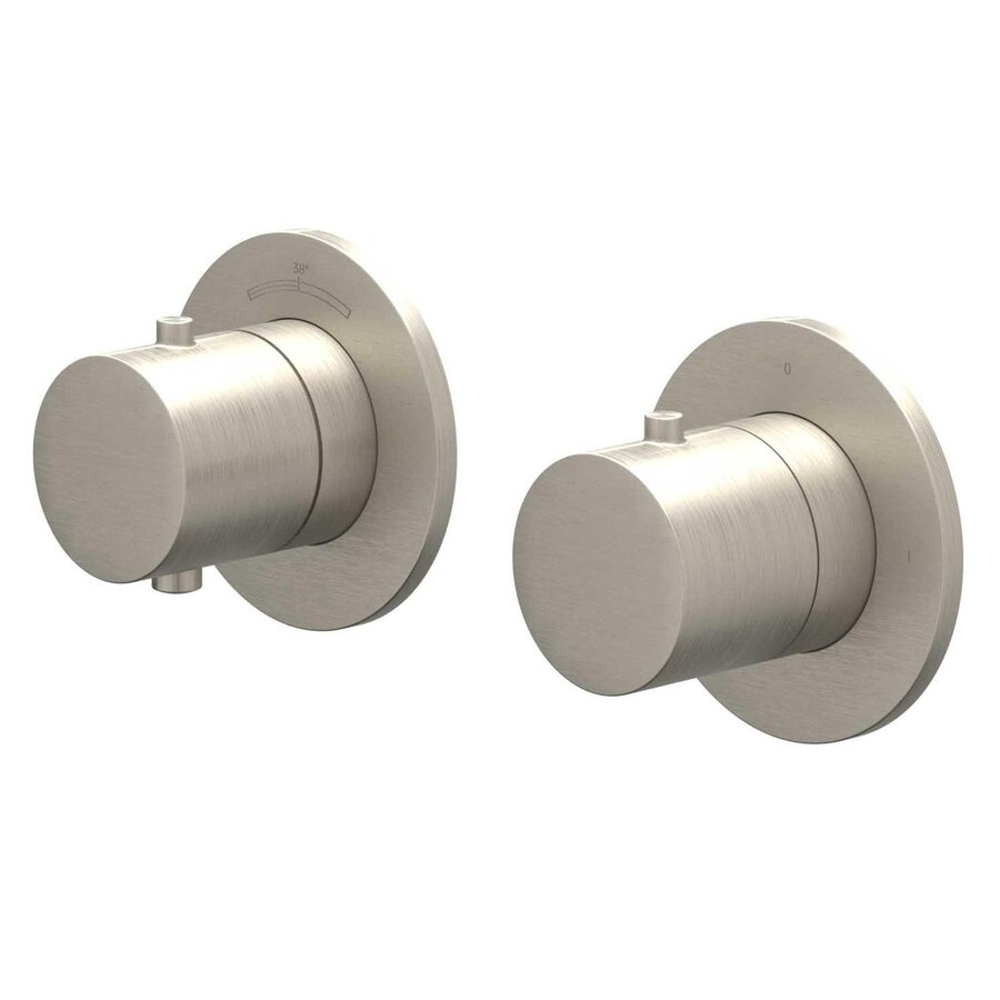 Afbouwdeel IVY Bond Inbouwthermostaat Symmetry 2-Weg Stop-Omstel Met Rond Rozet Geborsteld Nickel PVD