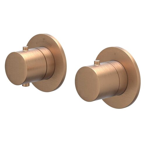 Afbouwdeel IVY Bond Inbouwthermostaat Symmetry 2-Weg Stop-Omstel Met Rond Rozet Geborsteld Mat Koper PVD 