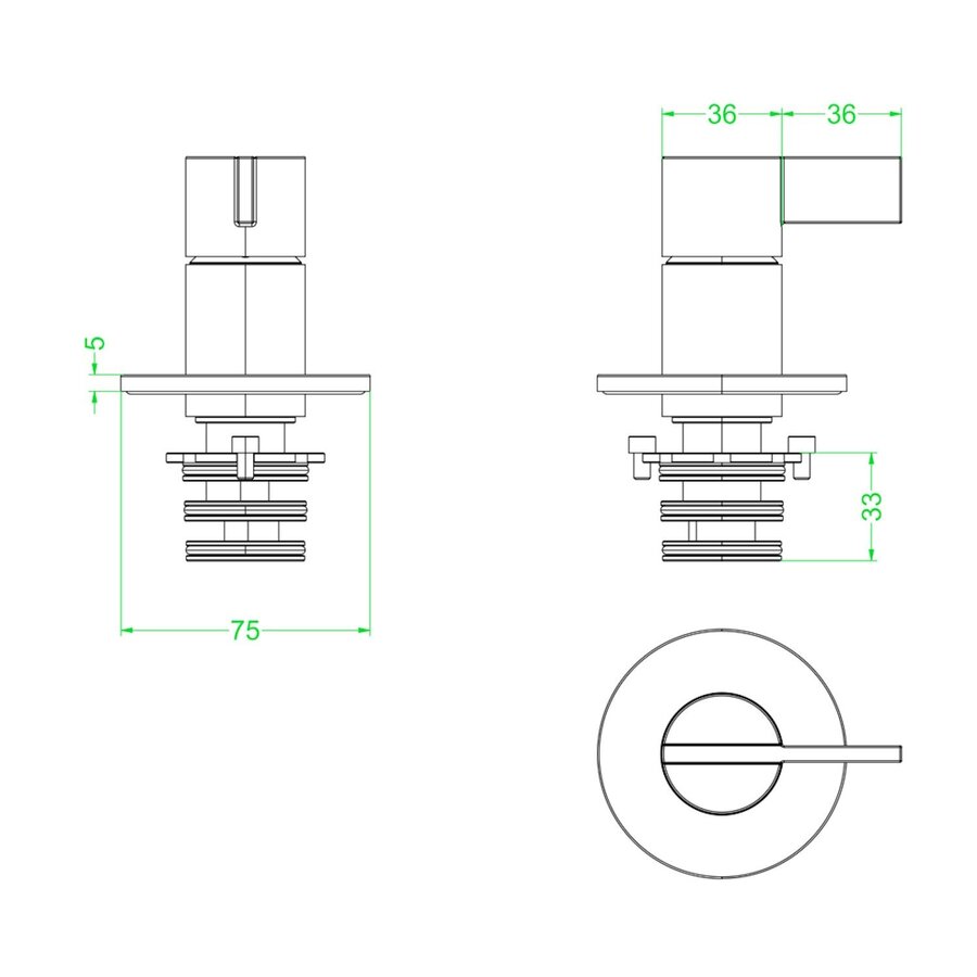 Afbouwdeel IVY Pact Inbouw douchemengkraan Met Ronde Rozet Geborsteld Nickel PVD