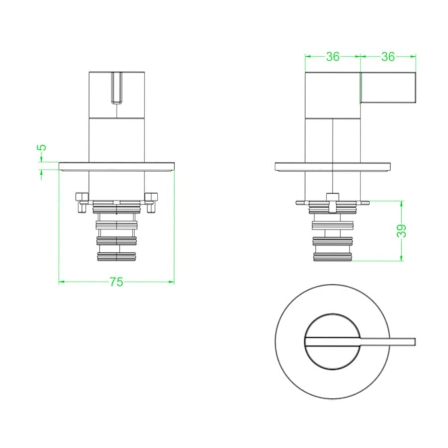 Afbouwdeel IVY Pact 2-Weg Stop-Omstel Zwart Chroom PVD
