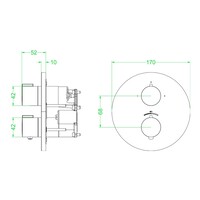 Afbouwdeel IVY Pact Inbouwthermostaat Symmetry 2-Weg Stop-Omstel Met Rond Rozet Geborsteld Mat Koper PVD