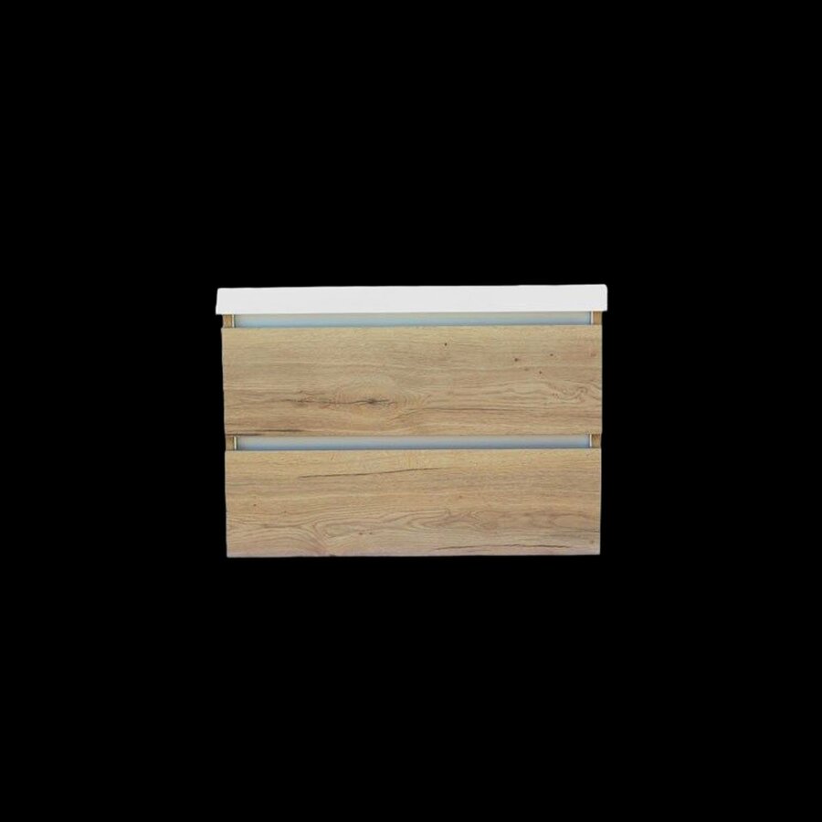 Onderkast Sanilux Trendline Met Greeplijst Aluminium 80x47x52 Cm Naturel Oak