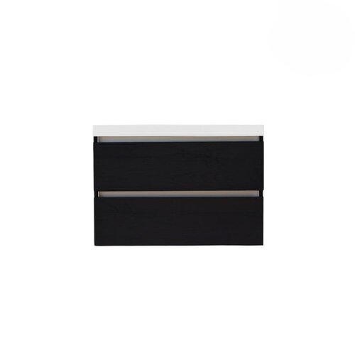 Onderkast Sanilux Trendline Met Greeplijst Aluminium 80x47x52 Cm Black Oak 