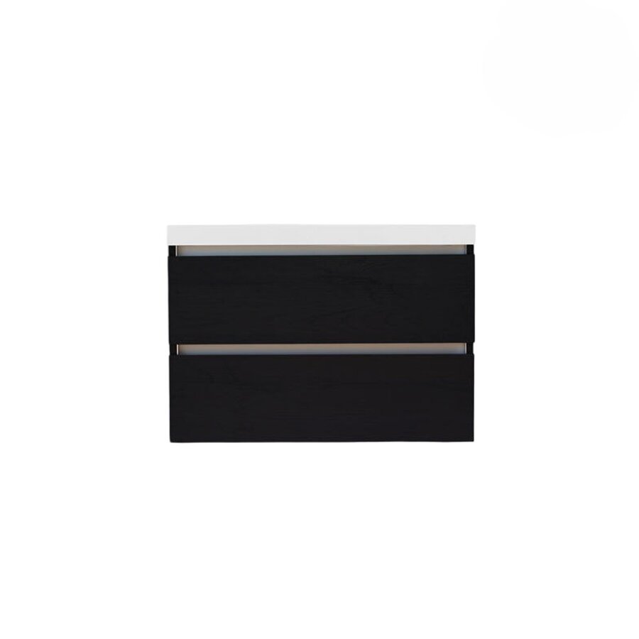 Onderkast Sanilux Trendline Met Greeplijst Aluminium 80x47x52 Cm Black Oak