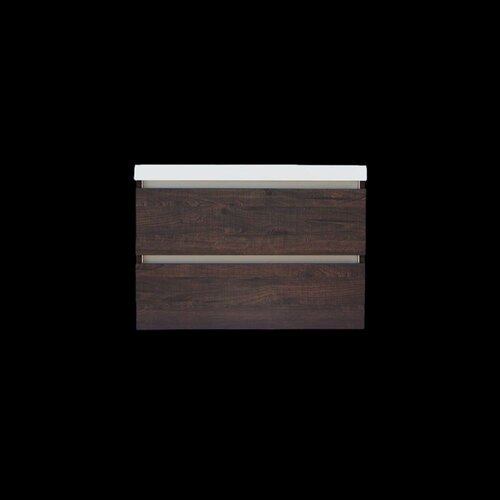 Onderkast Sanilux Trendline Met Greeplijst Aluminium 80x47x52 Cm Brown Oak 