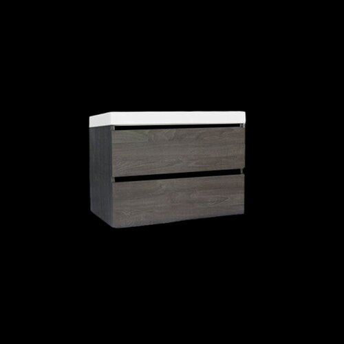 Onderkast Sanilux Trendline Met Greeplijst Mat Zwart 80x47x52 Cm Silver Oak 