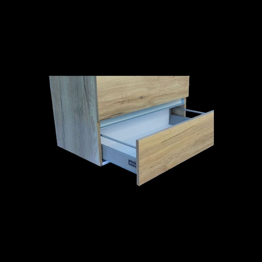 Onderkast Sanilux Trendline Met Greeplijst Aluminium 60x47x52 Cm Naturel Oak