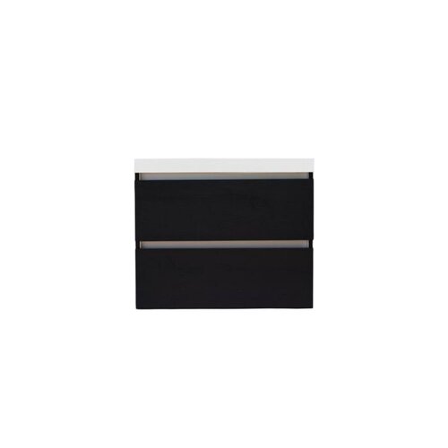 Onderkast Sanilux Trendline Met Greeplijst Aluminium 60x47x52 Cm Black Oak 