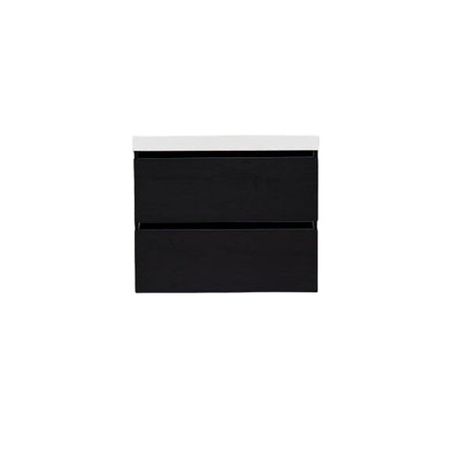 Onderkast Sanilux Trendline Met Greeplijst Mat Zwart 60x47x52 Cm Black Oak 